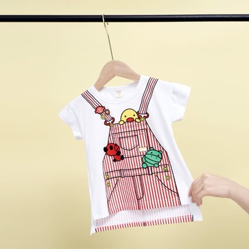 女童中長款T恤夏裝新款兒童短袖洋氣字母背包連衣裙寶寶裙子1