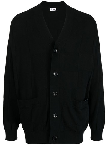 izzue - plaid-check knit cardigan - men - Cotton - L - Black