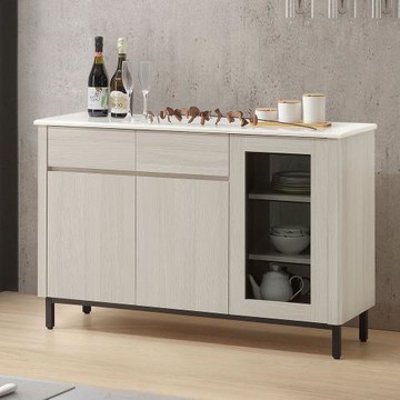 【Homelike】 喜家居4尺岩板玻璃餐櫃(2348)