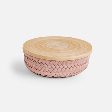 Handed By Wonder編織圓形附蓋籃XS 粉