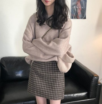 毛衣女港風圓領復古寬松慵懶時尚百搭衫日系學院顯瘦秋冬新款