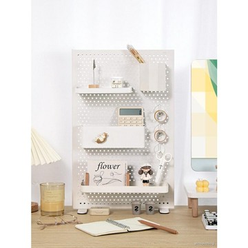 未默集舍鐵藝洞洞板桌面立式置物架北歐免打孔辦公書桌展示收納架 -洞洞板-置物架-書桌-架子-洞洞板工具