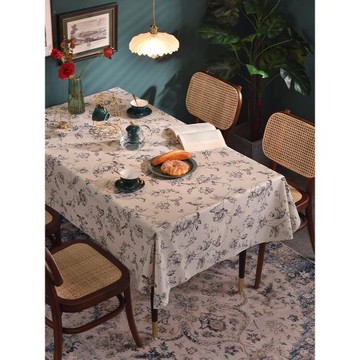 棉滌布藝桌布臺布北歐風餐桌布桌茶幾防水防油法式風進口餐桌桌布