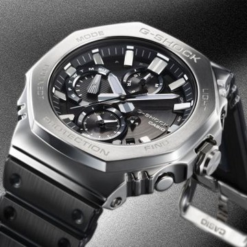 CASIO卡西歐 G-SHOCK 藍牙 太陽能電力 經典銀黑 全金屬 高質感指針 八角形錶殼 GMC-B2100Y-1A_46.3mm