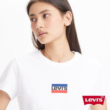 Levis 女款 修身版短袖T恤 / 復古運動風Logo