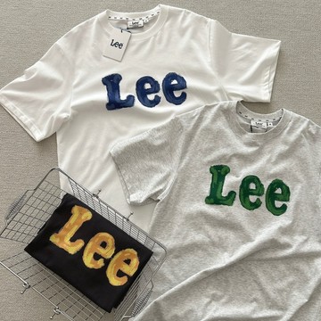 【FJstore】韓國 LEE 手繪logo 短T 短踢 寬鬆 落肩 圓領 短袖上衣 男生短袖 女上衣 情侶 T恤