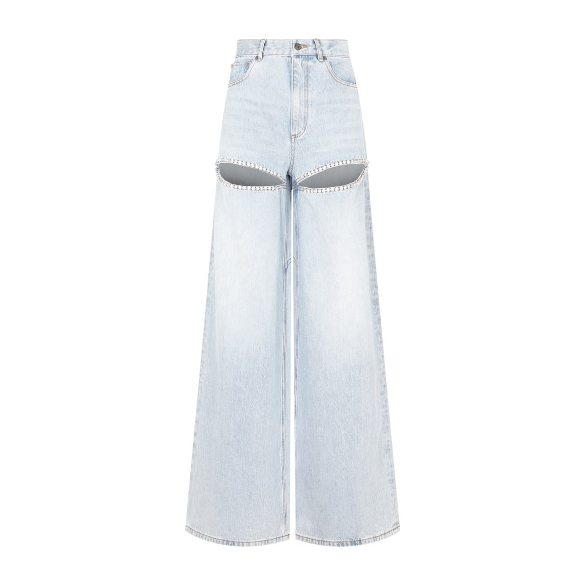 AREA WIDE LEG CRYSTAL SLIT JEANS