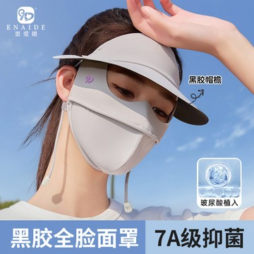 台灣熱賣新款防曬口罩臉基尼黑膠帽簷夏季遮陽防紫外綫全臉冰絲防曬麵罩女0701 TS54