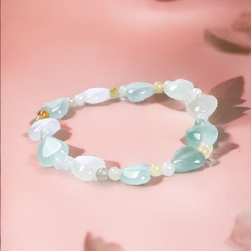 冰種多彩翡翠愛心手珠 | 天然緬甸玉A貨翡翠 |  送禮