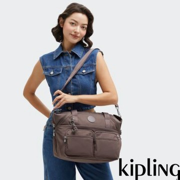 Kipling 木質棕拉桿旅行袋-NEW ART DUO POCKET