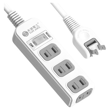 SUN JAKE 永旭電工 1切4座 2P安全延長線 180度轉向平貼插頭 內建突波吸收 過載自動斷電 耐熱防火機身  2.7m  SJ-214K-9  1個