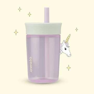 [平輸版] Owala 獨角獸 時髦女生的日常｜防漏吸管水杯隨行杯 15oz｜BPA-Free（Mint and Pink, Unicorn）Owala Kids’ Tumbler 抹茶拿鐵咖啡環保杯