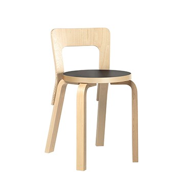 Chair 65 單椅（原木腳、黑色油氈椅面）