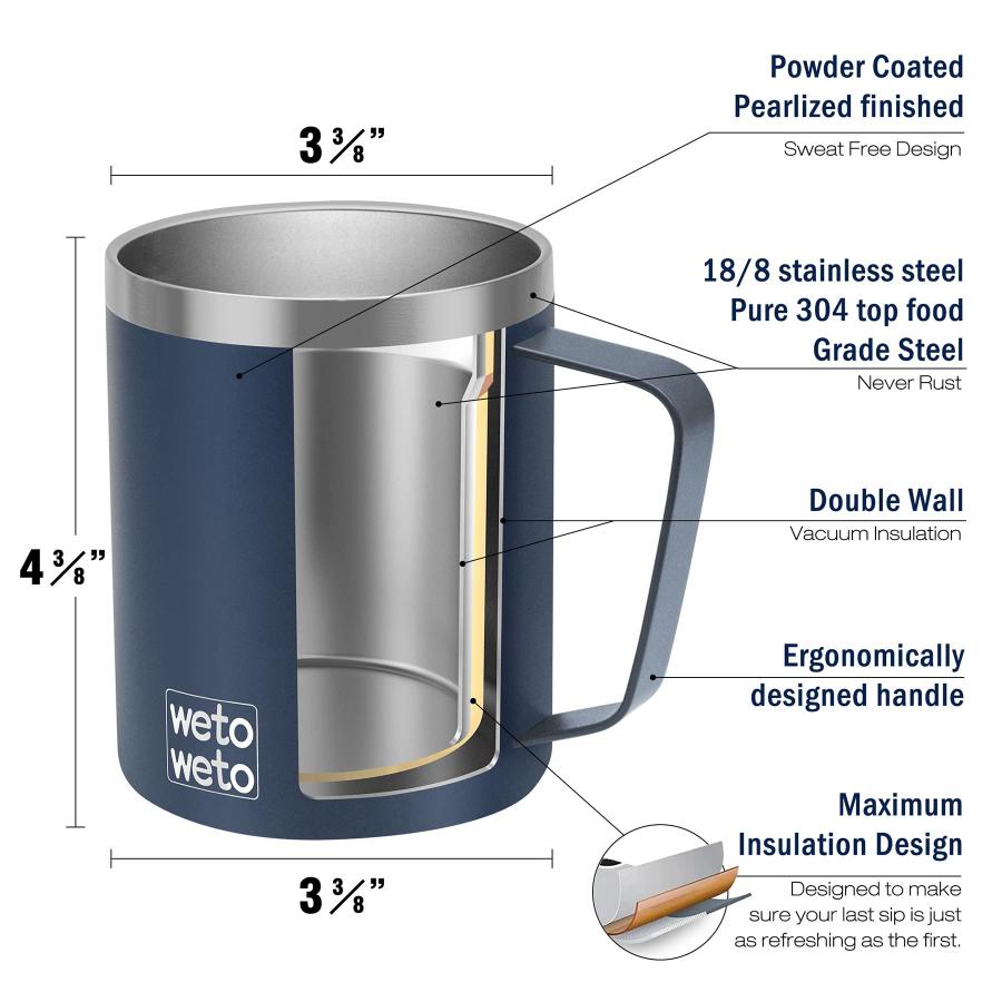 YETI WETOWETO oz Coffee Mug, Vacuum Insulated Camping Mug with Lid