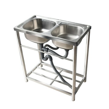 家用不銹鋼水槽池一體大單槽廚房單雙水池帶支架洗碗菜手盆食堂