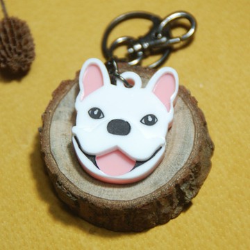 毛小孩在身邊鑰匙圈/法國鬥牛犬/白色款
