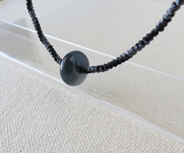 本命年【幸運路路通】黑冰烏雞翡翠絲光編織項鍊*SA41*招財、開運