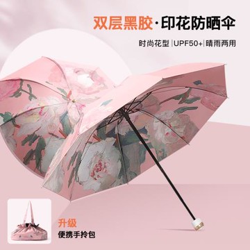 雨傘女生高顏值雙面小巧便攜女晴雨兩用手動結實耐用中國風遮陽傘