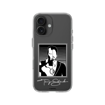 iPhone 16 Clear Case（相機按鈕） 透明 - 迪士尼-漫威 Marvel - 鋼鐵人-黑白版