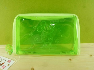 【震撼精品百貨】Micky Mouse 米奇/米妮  透明拉鍊袋-綠 震撼日式精品百貨
