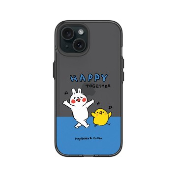 iPhone 15 Clear 酷墨灰 - 懶散兔與啾先生 Lazy Rabbit and Mr.Chu - 左手的快樂
