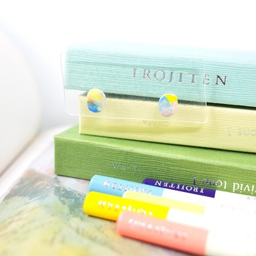 節氣 大雪 手繪貼耳耳環 耳針/耳夾