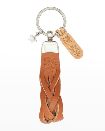 Unisex Leather Logo Key Ring