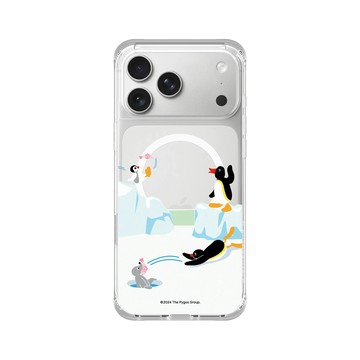 iPhone 17 Pro Max ClearX (MagSafe 兼容) 晶透白 - Pingu 企鵝家族 - 魚的接力賽