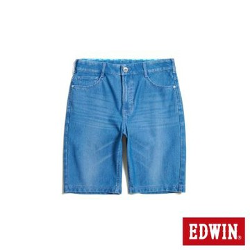 EDWIN 男裝 加大碼 JERSEYS 冰河玉合身中腰丹寧迦績短褲-拔淺藍