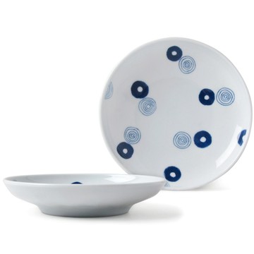 [豐名日本餐具] 6.0"輕量盤 藍渦丸紋 有田燒 / C06PL0-480-CB