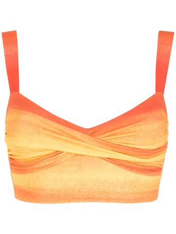 Amir Slama - printed cropped top - women - Polyamide/Spandex/Elastane - G - Orange