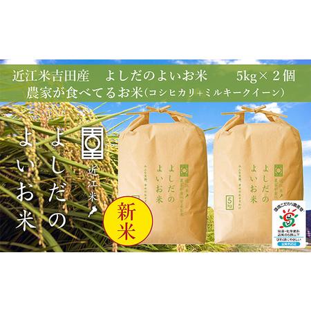 ふるさと納税 令和5年産新米　よしだのよいお米 近江米農家が食べてるお米　5kg×2 滋賀県豊郷町