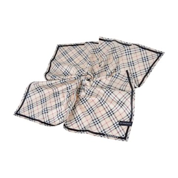 BURBERRY 巴寶莉 品牌經典斜格紋圖騰品牌字母LOGO棉質大帕領巾(經典淺駝色系/58CM)