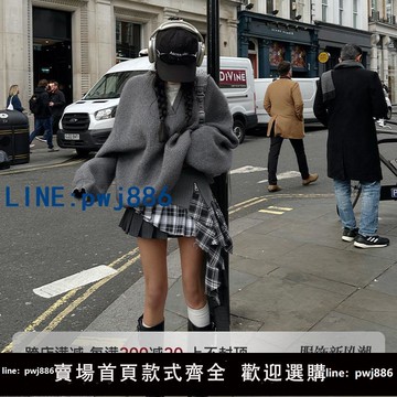 【店家補貼】韓好甜WARDEN EDGE 灰色辣妹格子短裙新款不規則設計感拼接半身裙