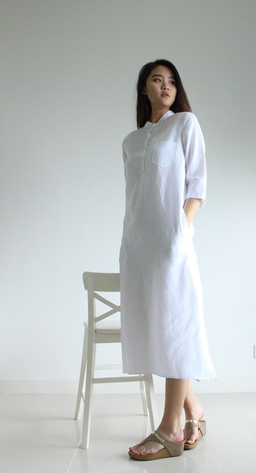 定做麻連衣裙/麻服裝/長裙/休閒連衣裙 E18D