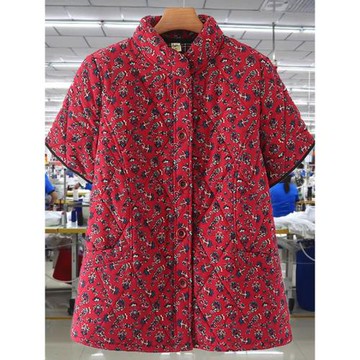 秋冬新款輕薄夾棉馬甲2024年中老年媽媽裝老式棉花馬夾純棉外套女