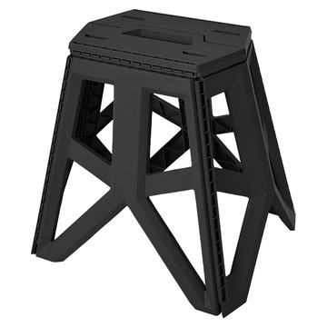 Truly House 免安裝輕便高承重 六角加厚折疊凳 加高款  黑色  1個