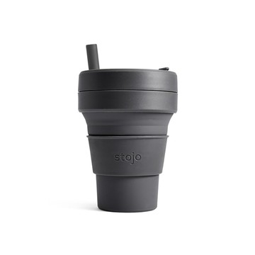 Stojo - 環保高耐熱矽膠摺疊杯-石炭灰