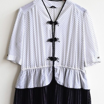 【蛋植物古著】日本製中式風格盤扣古著洋裝