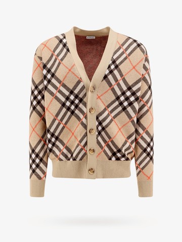 Wool and mohair cardigan with check motif - BURBERRY - gender_Man