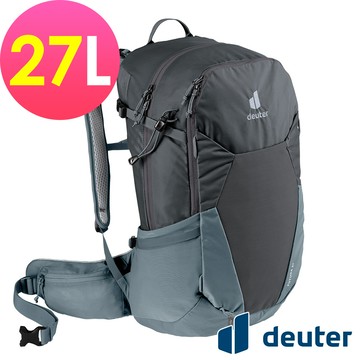 【deuter 德國】 FUTURA透氣網架背包/健行包27L(3400321黑/水藍)