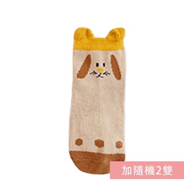 JoyNa - 可愛動物中筒襪(底部止滑) 3雙入-A款-棕色小狗+隨機2雙