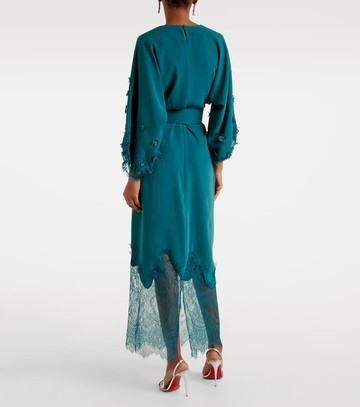 Costarellos Lace-trimmed draped midi dress