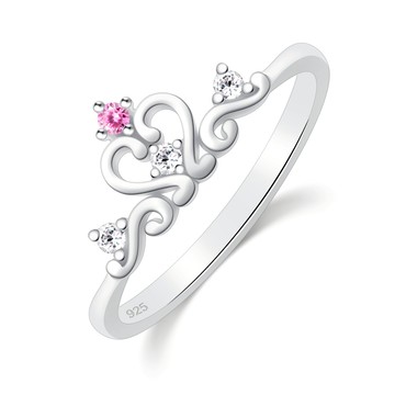 AchiCat．925純銀戒指．幸運皇冠 ．愛心．婚戒．防小人尾戒．情人節．生日禮物．AS9038