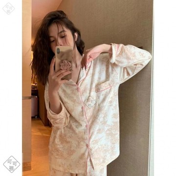 可可裡❣️春秋款睡衣女ins簡約新春高級感慵懶風長袖長褲兩件套開衫家居服