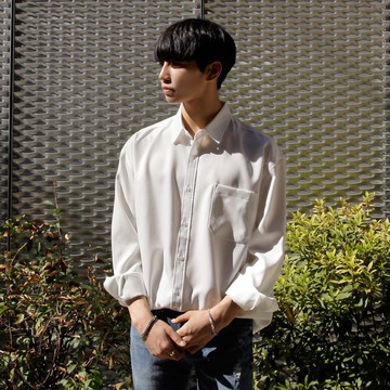 正韓熱銷款 純色素面小落肩口袋長袖襯衫 13色 YUPPIE 預購商品