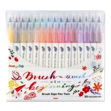 蝦皮隔日到貨 Pentel飛龍 雙頭柔繪筆(套組)-30色(SESW30C-30)