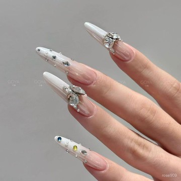 ✨Hannah✨純手工穿戴甲巴黎舊夢漸變貼鑽爆閃高級感顯白ins辣妹婚甲可拆卸純手工穿戴甲 3HLI