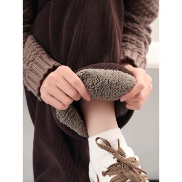 加絨加厚闊腿褲女秋冬季2025新款窄版雪尼爾直筒褲子冬季外穿棉褲