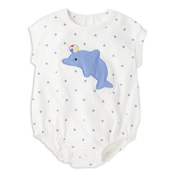 akachan honpo - 短袖外出包屁衣-立體裝飾-米白色